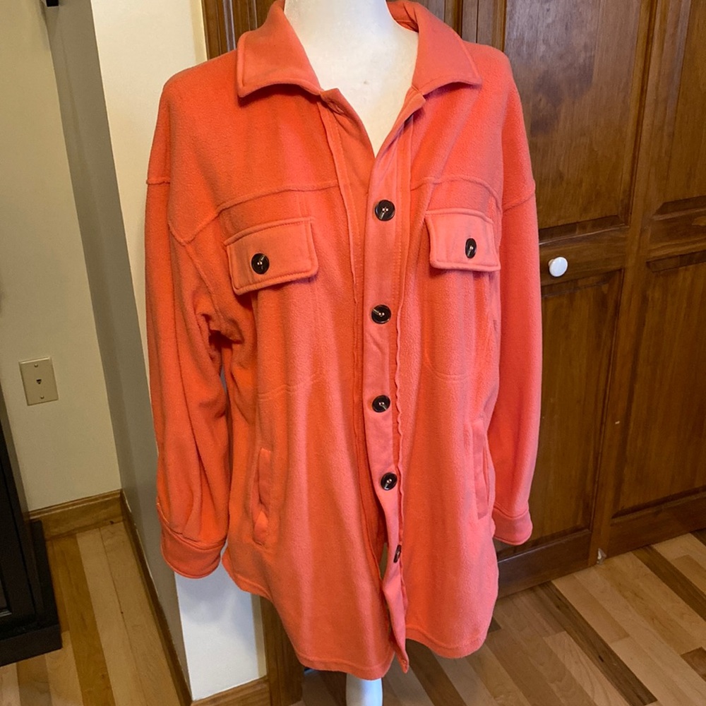 Oversized coral fleece shacket. NWT